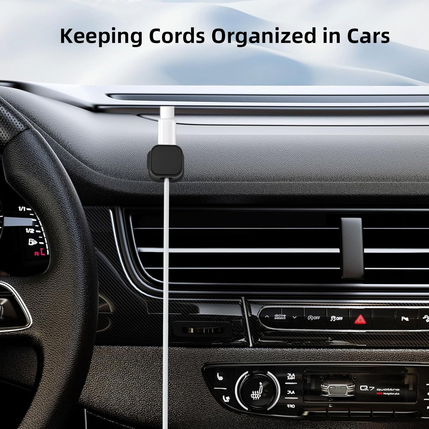 6Pcs Magnetic Cable Clips, Cable Management, Office Desk Accessories, Cord Organizer, Cable Smooth Adjustable,for Desk, Wall, Car, Motorcycle,Home Office, Phone Cable Management (Black)