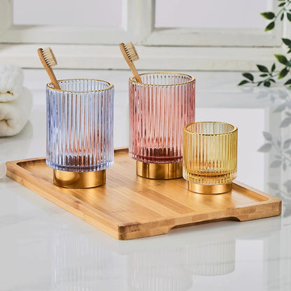 Makeup Brush Holder Organizer,Toothbrush Holders,Desk Pen Pencil Holder,Multifunctional Vintage Glass Brush Cup（L/Green/A3-6-US）