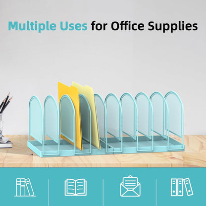 SUPEASY File Organizer for Desk, 5-Section Mesh Desk Organizer, Vertical File Holder Desktop Organizer File Sorter, File Folder Holder for Office Supplies, Black
