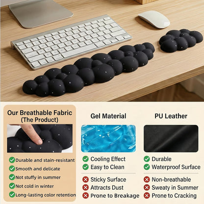 Cloud Wrist Rest Set for Keyboard and Mouse, Includes Cute Coaster, with Computers and Laptops（Purple Star Set）