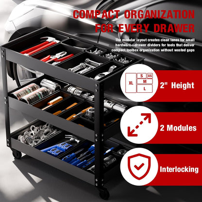 10 PCS Tool Box Drawer Organizers, Large & Medium Tool Trays for Tool Box Organization, Tool Organizers and Storage for Garage and Rolling Tool Chest