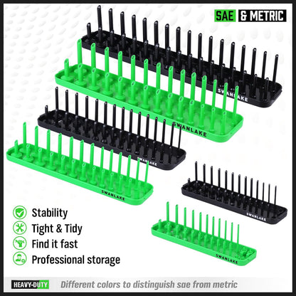 Magnetic Socket Organizer Set, 6PCS Socket Holder, 1/4", 3/8", 1/2" Sockets Holds 143 Pieces Magnetic Sockets Trays (Blue&red, 6 Pcs)