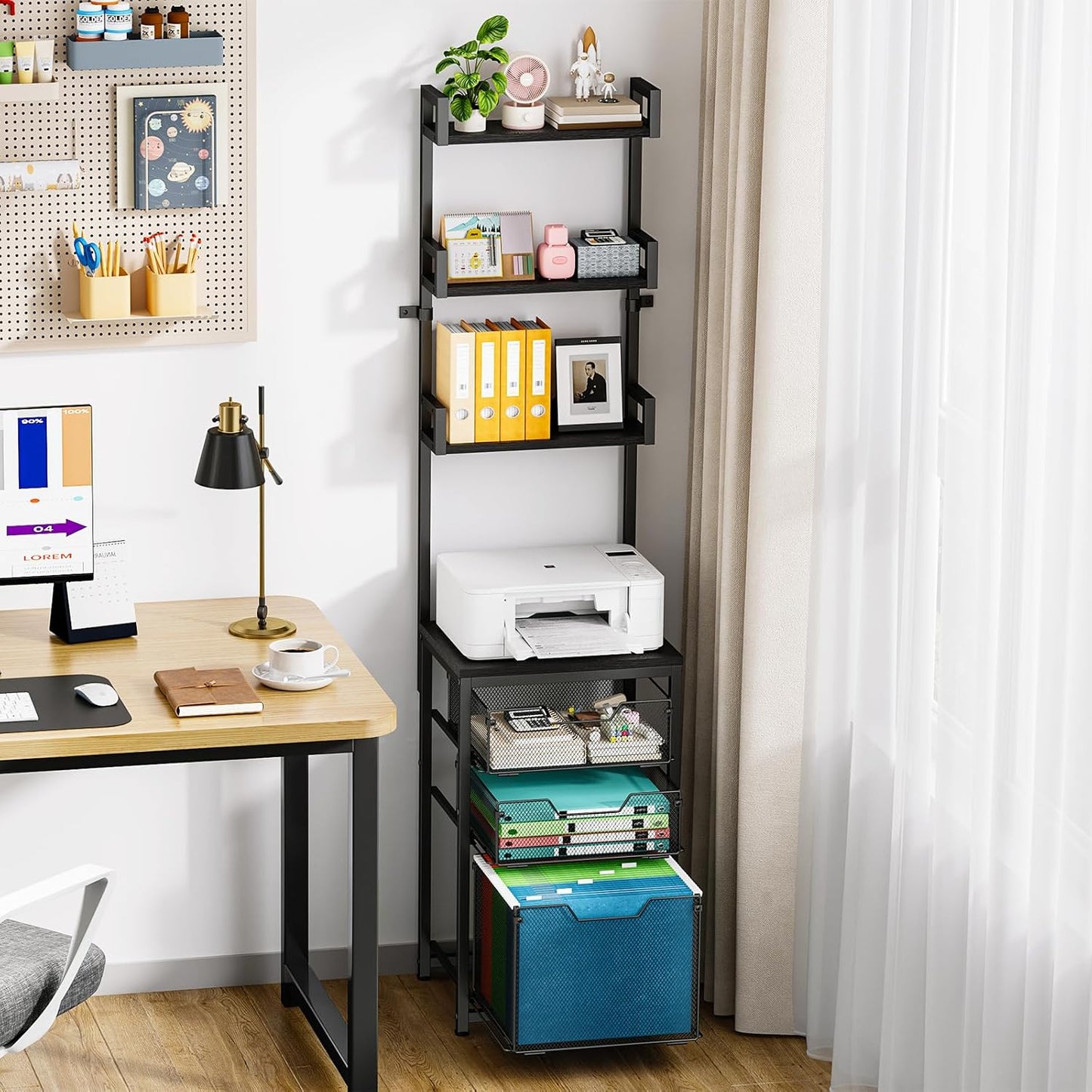 Sbanmao Rolling File Cart with 2 Storage Drawers, Mobile File Cabinet with Wheels, Hanging File Folder Organizer, Under Desk Storage, Printer Stand Utility Cart Filing Cabinet for Home Office,Black