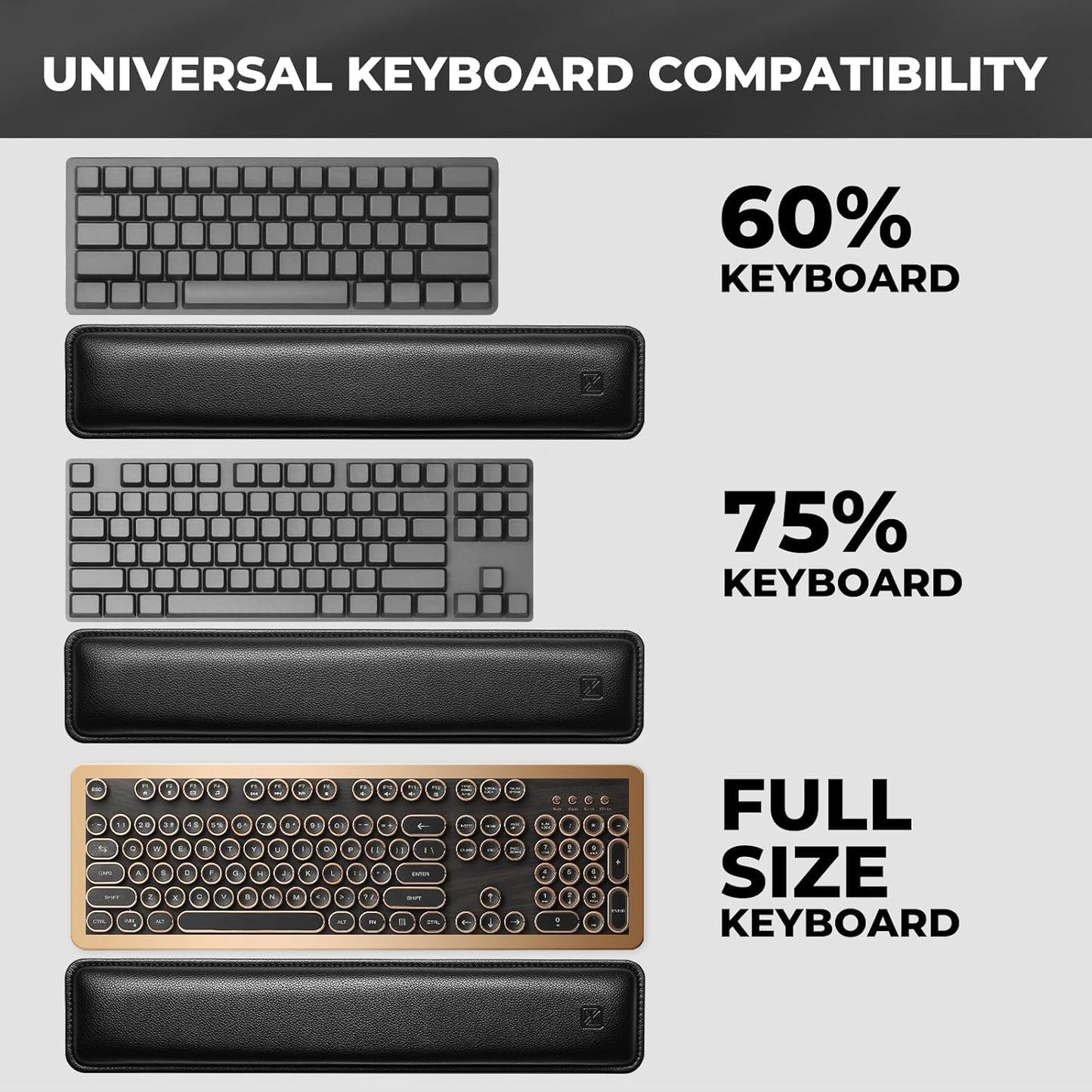 GLENCREAG Ergonomic Keyboard Wrist Rest - PU Leather Cushioned Support for Typing & Gaming, Comfortable Contoured Design for Wrist Pain Relief (Black)