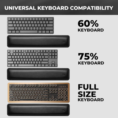 GLENCREAG Ergonomic Keyboard Wrist Rest - PU Leather Cushioned Support for Typing & Gaming, Comfortable Contoured Design for Wrist Pain Relief (Black)