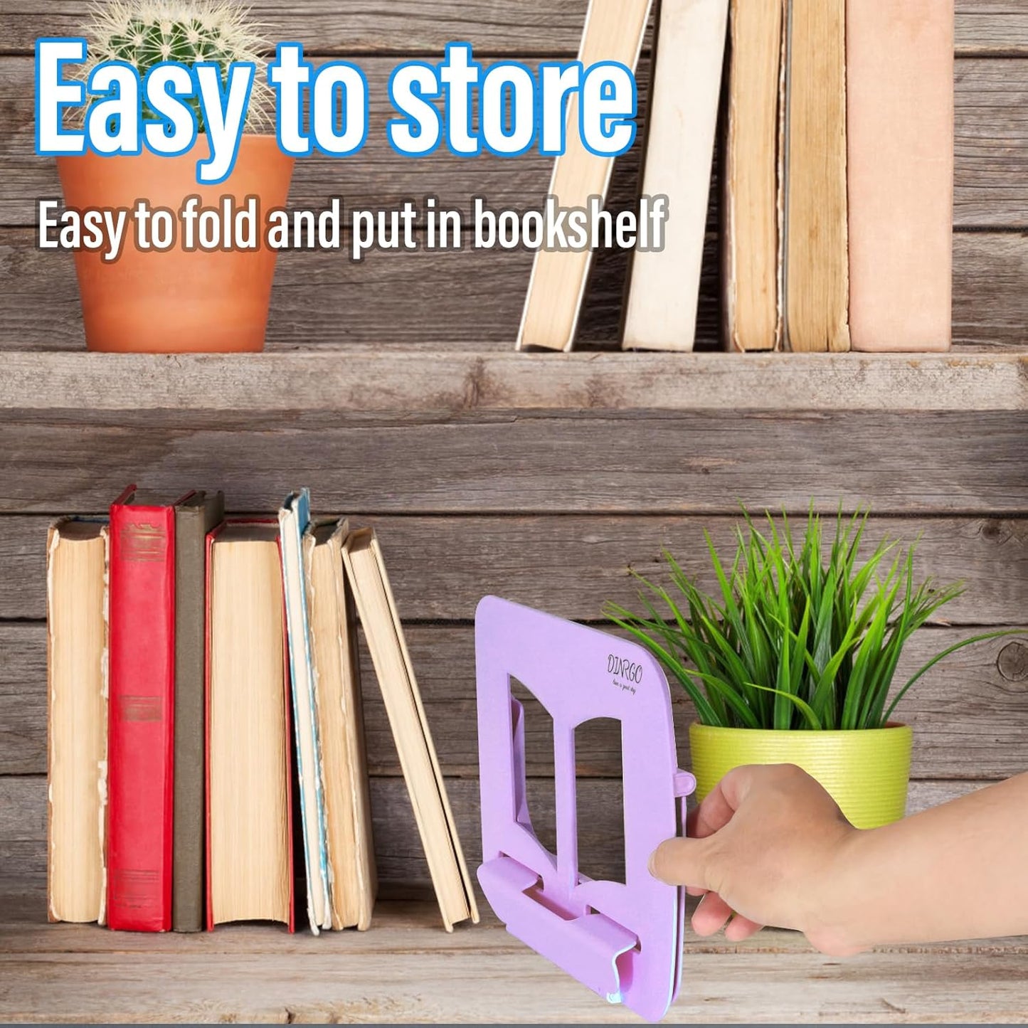 Portable Book Stand Book Holder Book Rest for Kids Reading Hands Free Cookbook Holder Textbook Stands Music Stand Lightweight Waterproof Book Stand Gifts School Supplies (Purple 11.82" *8.26")
