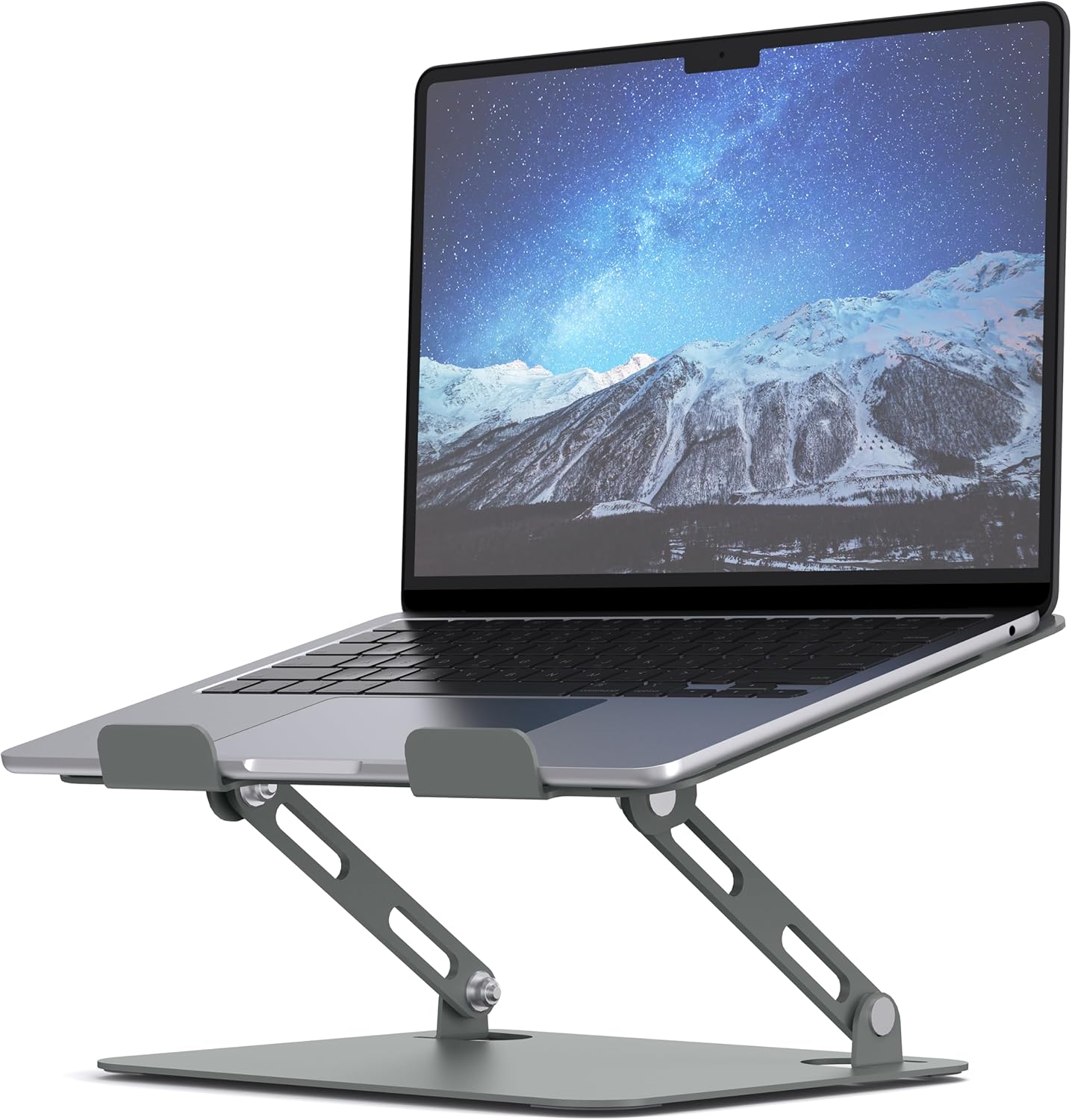 SOUNDANCE Laptop Stand for Desk with Stable Heavy Base, Adjustable Height Multi-Angle, Ergonomic Metal Riser Holder, Foldable Mount Elevator, Compatible with 10 to 15.6 Inches PC Computer, Silver