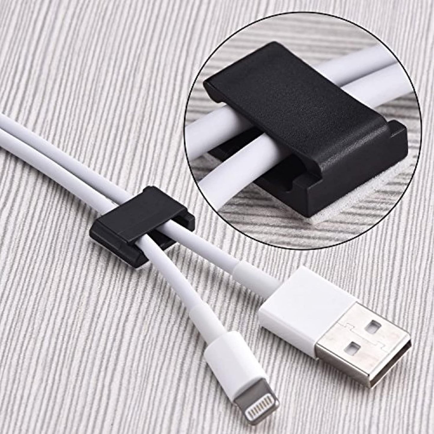 Hicarer 100 Pcs Adhesive Cable Clips Wire Clips Management Wire Cable Holder Clamps Tie Cord Holder for Car Outdoor Wall String Lights Desk Home Office(Small, White)