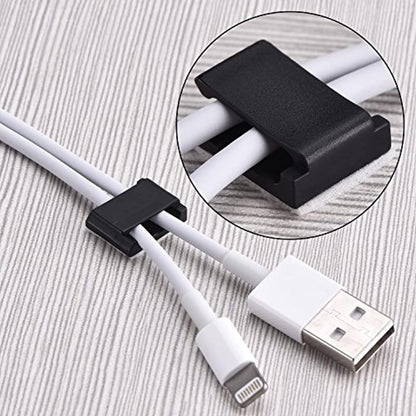 Hicarer 100 Pcs Adhesive Cable Clips Wire Clips Management Wire Cable Holder Clamps Tie Cord Holder for Car Outdoor Wall String Lights Desk Home Office(Small, White)