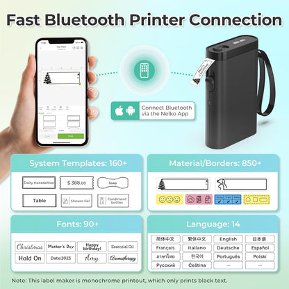 Nelko Label Maker Machine with Tape, P21 Bluetooth Label Printer, Wireless Mini Label Makers with Multiple Templates for School Office Home, White