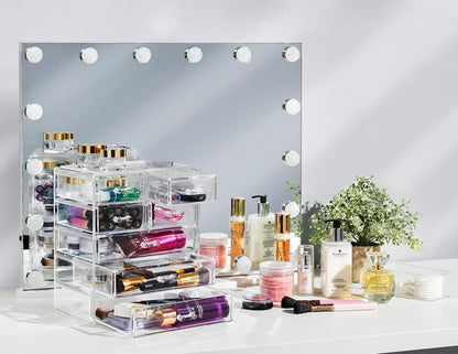 Sorbus Acrylic Makeup Organizer Set, 6-Drawer Vanity & Countertop Cosmetic Storage with Small & Wide Drawers, Clear Makeup Storage for Brushes, Lipsticks, Jewelry – Holiday Gift for Women & Teens
