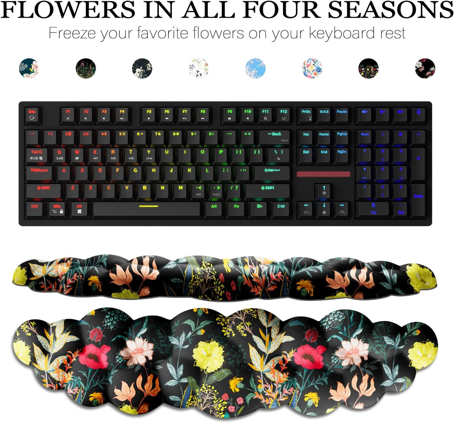 JIKIOU Upgrade Leather Cloud Keyboard Wrist Rest, Cloud Wrist Rest with Non-Slip PU Base, Comfortable Memory Foam Wrist Rest for Computer Laptop Mac Gaming Office and Pain Relief Christmas Wish Gift