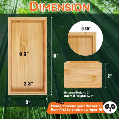 Lixple Bamboo Drawer Organizer, Cutlery Silverware Organizer for Kitchen Drawer, Stackable Utensil Organizer, 2 Pcs Flatware Organizer for Drawer, Wooden Storage Box Tray (Bamboo, 9 X 6 X 2 Inch)