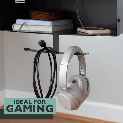 Ilyapa Under Desk CPU Mount, Steel Under Desk Computer Mount Vented Sides, PC Wall Storage, Laptop Stand, Shelf for Office Storage, 4x12x11 Inches