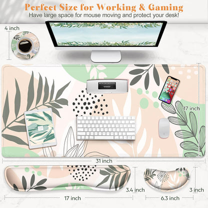 Gimars Upgrade Enlarge Silky and Superfine Fabric Gel Memory Foam Keyboard Wrist Rest Set, Ergonomic Keyboard Mouse Wrist Support for Typing Pain Relief, Comfort for Office, Gaming, Computer