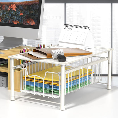 Simple Houseware Stackable 3 Tier Sliding Basket Organizer Drawer, Chrome