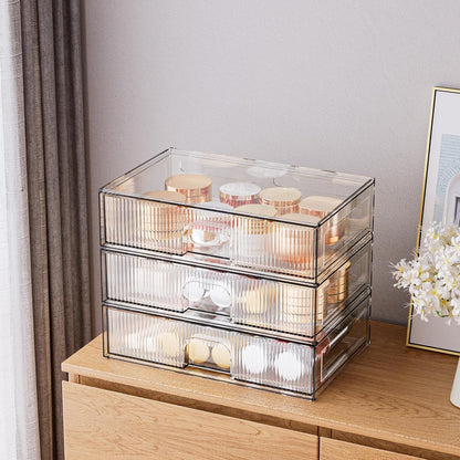 ZHIAI 8 Pack Clear Stackable Storage Drawer, Acrylic Drawer, Cosmetic Organizer, Plastic Organizer for Dresser, Under, Kitchen Cabinet, Pantry, Home Organization and Storage