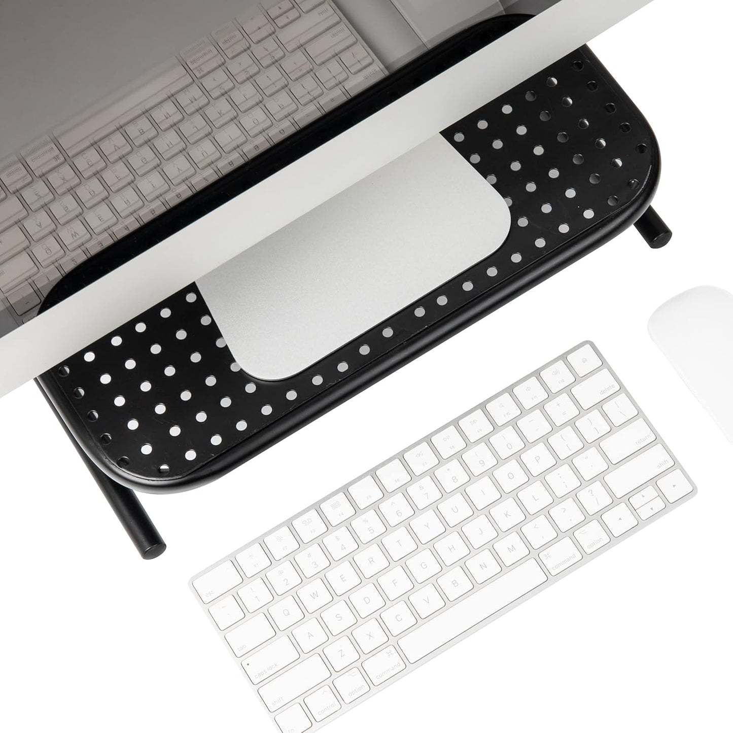Mind Reader Monitor Stand, Ventilated Laptop Riser, Desktop Organizer, Metal, Set of 2, Black