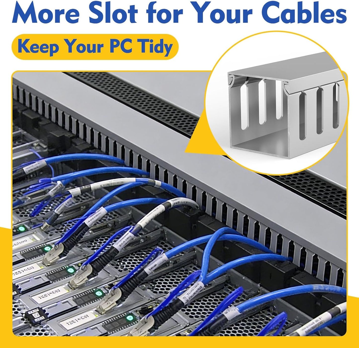 Open Slot Wiring Raceway Cable Duct, 123in Cable Management Channel Cord Track,Desk Wire Channel, Under Desk Cable Management to Hide Cables, Wires for Computers (Black, 1.57" Hx1.57"W, 15.4''L(8 Pc))