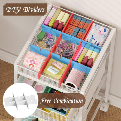 Rolling Utility Cart with 3 Drawers, Craft Organizer and Storage with DIY Divider, Lockable Wheels, Multi-Functional Storage for Art Supplies, Store for Brushes & Paints & Small Parts(Patent Pending)