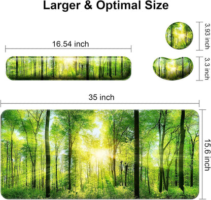 Keyboard Wrist Rest + Mouse Pad with Wrist Support + Desk Mat + Coaster 4 in 1 Set, XXL Large Gaming Mousepad Cute Ergonomic Mouse Pads for Desk Computer Laptop Office Decor-Beach