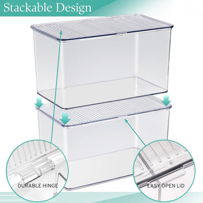 Sorbus Fridge Organizer & Pantry Storage with Lids- Clear Plastic Freezer Organizer Bins- MultiPurpose & Versatile Stackable Cabinet Organizers- Cosmetics,Office Supplies,Food Snack Organizers- 2 Pack