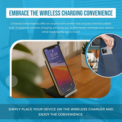 Switchbands Universal Phone Grip Strap – Customizable Phone Holder for Hand, Wireless Charging Safe Phone Handle Grip, Reuseable Phone Strap for iPhone, Samsung & Android Cases - Metallic Rose