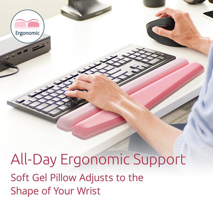 Kensington Duo Gel Loop Wrist Rest for Keyboard, Wrist Pad for Full Size Keyboard, Ergonomic Wrist Pad, Non-Skid Computer Pad with Wrist Support, Pink K62679WW, 17.7" x 3.7"x 0.9”