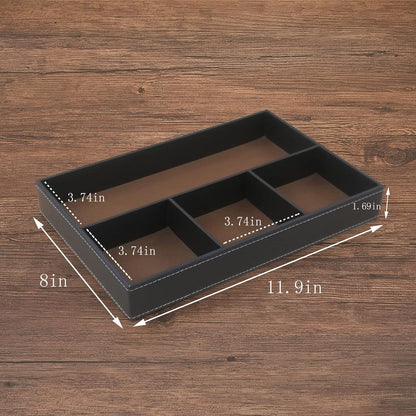Desktop Glove Box, Nightstand or Dresser Organizer, Valet Tray, Entry Table Organizer, Dresser Storage Box,PU Leather Drawer Storage Decorative Trays.