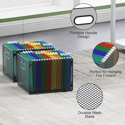 samstar Hanging File Organizer, Mesh File Folder Organizer File Crate File Cabinet Inserts Storage Box, Letter Size