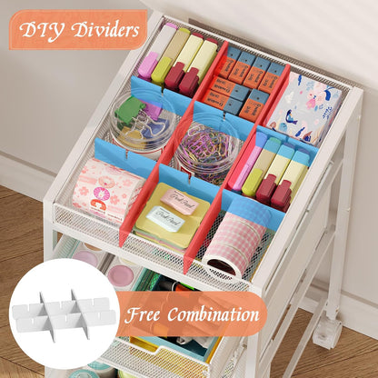 Rolling Utility Cart with 3 Drawers, Craft Organizer and Storage with DIY Divider, Lockable Wheels, Multi-Functional Storage for Art Supplies, Store for Brushes & Paints & Small Parts(Patent Pending)