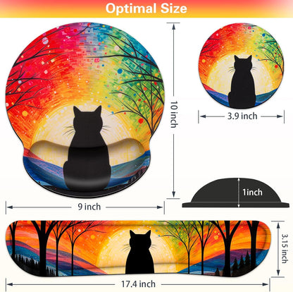 Mouse Pad with Wrist Rest Set, Qomolama 3-in-1 Wrist Support Mouse Pad Set, Floral Gaming Mousepad with Anti-Skid Base,Ergonomic Mouse Pad,Memory Foam Keyboard Gel Wrists Rest