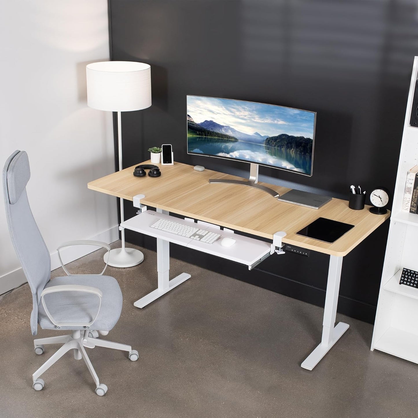 VIVO Large Clamp-on Computer Keyboard and Mouse Under Desk Slider Tray, 27 x 11 inch Pull Out Platform Drawer, White, MOUNT-KB05W