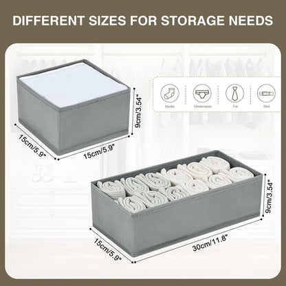 DIMJ Drawer Organizers Clothes, Dresser Organizer Bins for Baby Clothes,Underwear and Sock, Fabric Closet Organization and Storage Boxs, Drawer Dividers for Nursery, Clothing, Tie - 4 Pack, Beige
