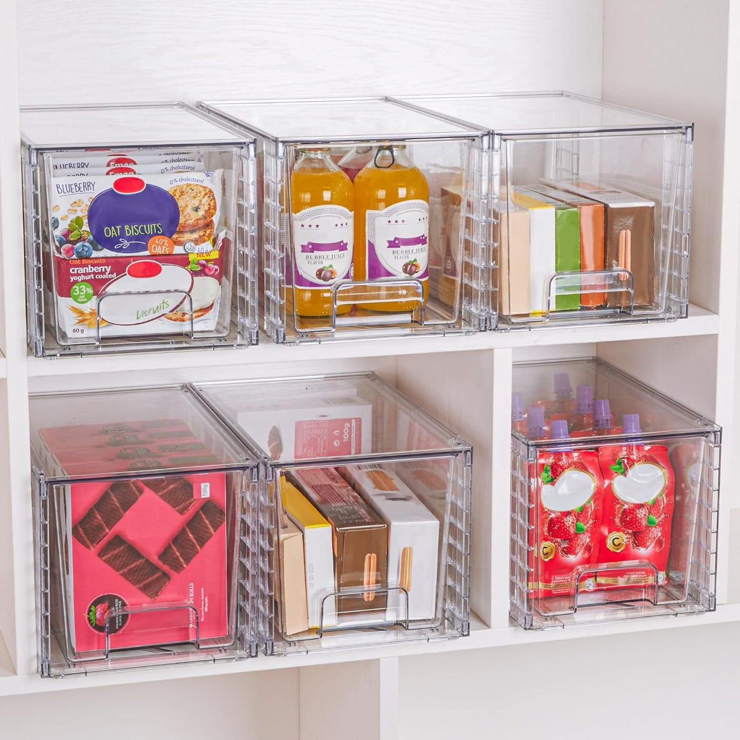 Vtopmart 4 Pack Large Stackable Storage Drawers,Easily Assemble Acrylic Bathroom Closet Undersink Organizers and Storage,Plastic Bins for Kitchen Cabinets,Pantry,Makeup,Medicine Organization