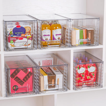 Vtopmart 4 Pack Large Stackable Storage Drawers,Easily Assemble Acrylic Bathroom Closet Undersink Organizers and Storage,Plastic Bins for Kitchen Cabinets,Pantry,Makeup,Medicine Organization
