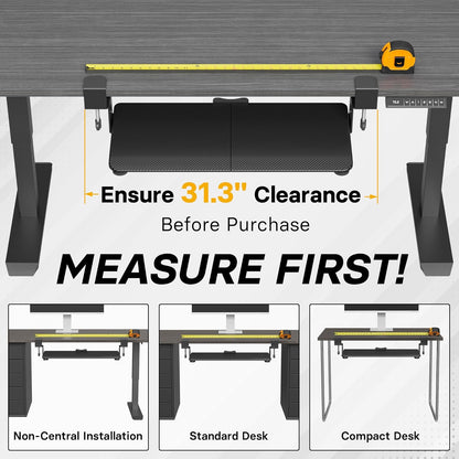BONTEC KMT01 Under Desk Keyboard Tray, Pull-Out Keyboard & Mouse Platform with C-Clamp, 25.6 x 11.8 in Space-Saving Ergonomic Slide-Out Drawer, Black