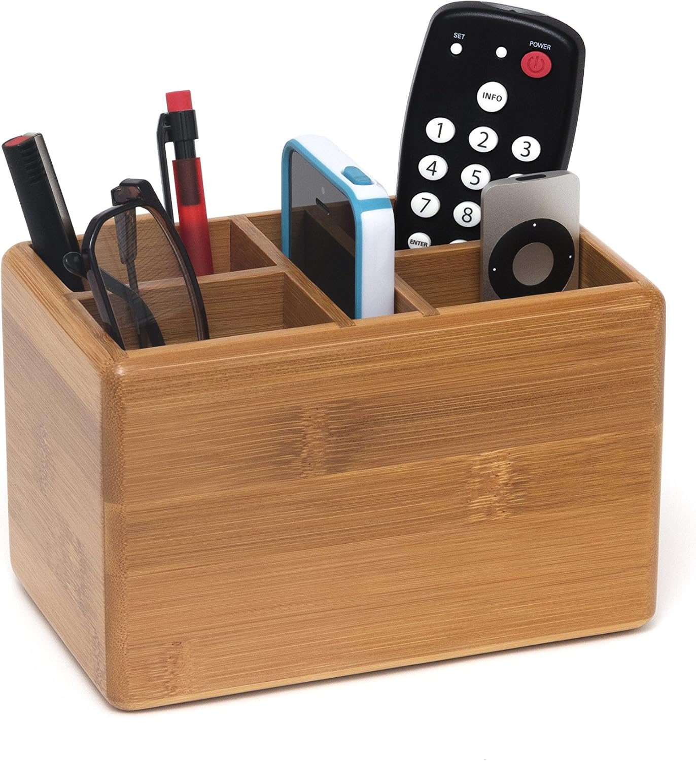 Lipper International 808 Bamboo Wood 2-Slot Office Supply Desk Organizer, 10 3/4" x 4 1/8" x 6"