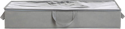 Amazon Basics Under Bed Storage Bags for Clothes and Blankets, Foldable Fabric Zipper Container with Clear Window and Reinforced Handles, Space Saving, 18 x 42 x 6 inches, Gray, 2-Pack