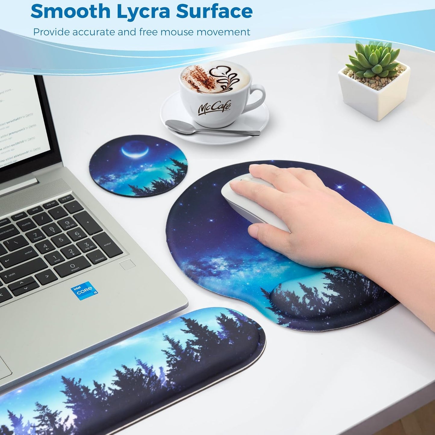 Mouse Pad and Keyboard Wrist Rest Support, with Non-Slip PU Base,Gel Mouse Pad with Coaster,Pain Relief for Gaming, Computer,Office -Beach