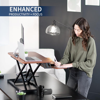 VIVO 26 inch Desk Converter, K Series, Height Adjustable Sit to Stand Riser, Dual Monitor and Laptop Workstation with Keyboard Tray, Black, DESK-V026KB