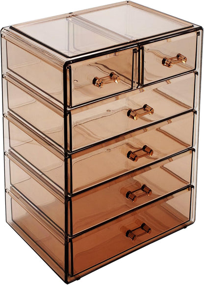 Sorbus Acrylic Makeup Organizer Set, 6-Drawer Vanity & Countertop Cosmetic Storage with Small & Wide Drawers, Clear Makeup Storage for Brushes, Lipsticks, Jewelry – Holiday Gift for Women & Teens