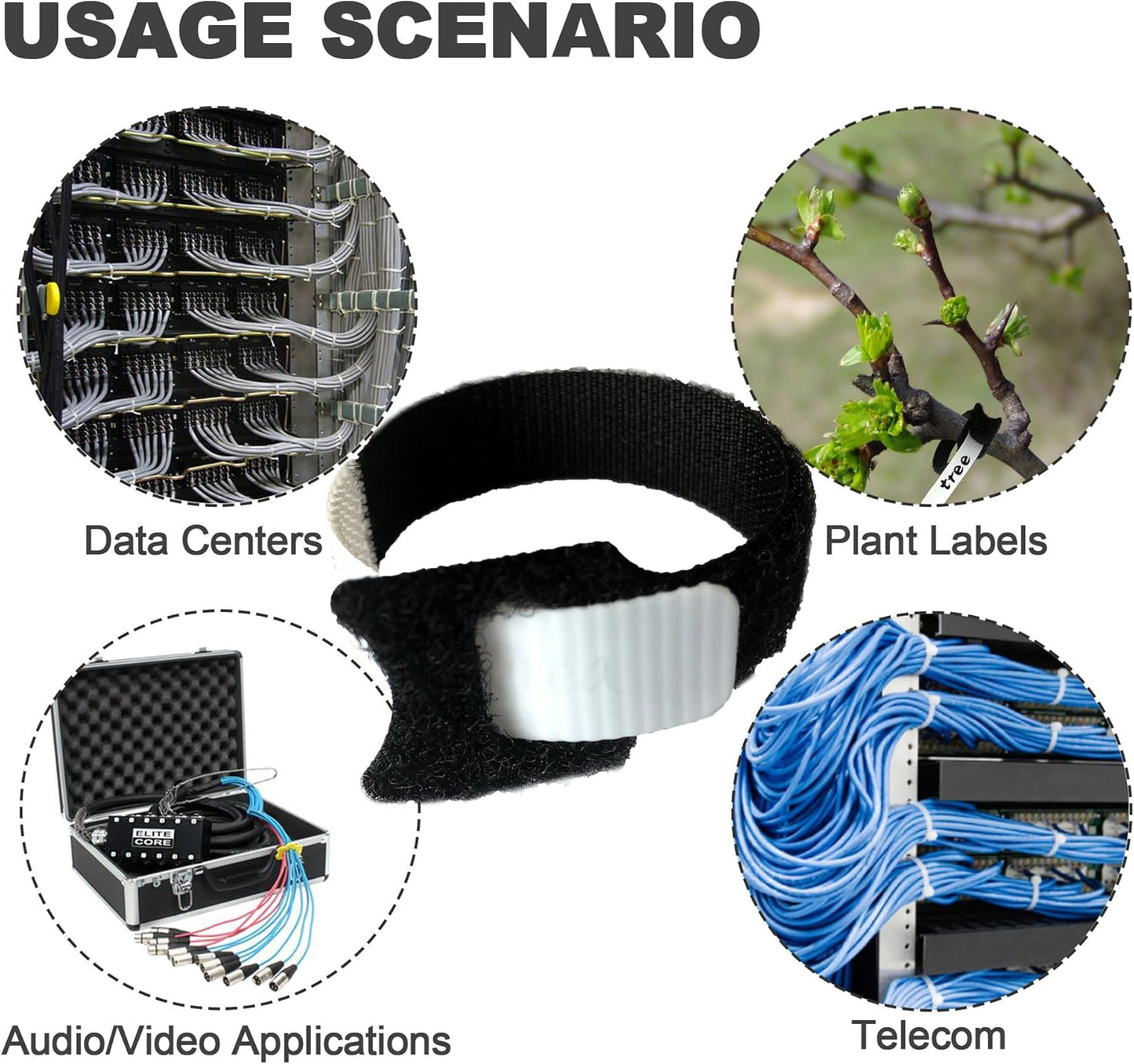 Mr-Label -1/2" Write on Cinch Straps - Reusable Fastening Cable Ties - Identify Quickly Cord Labels – Cable Organizer- for Data Centers|Telecom|MRO| Audio/Video Applications (20)