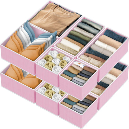SIMPLE HOUSEWARE Foldable Drawer Organizer for Clothes/Underwear/Panty/Onesie Stocking Bin, Set of 12, Black