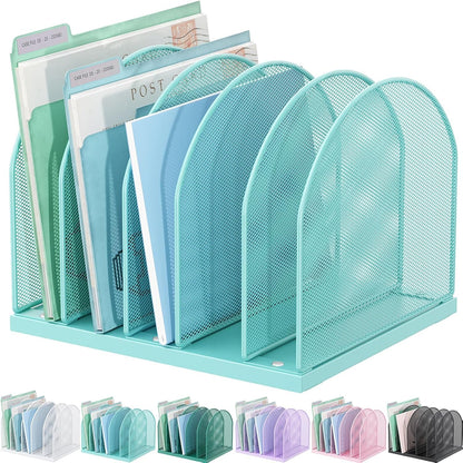 gianotter Desktop File Organizer, Desk Organizer with 5 Compartments, Paper Organizer for Desk, Workspace Organizers for Office Supplies (Black, Upright Style)