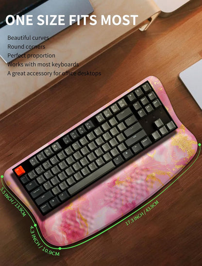 Ergonomic Wave Wrist Rest with Keyboard Stand, Cushioned Palm Rest, Comfortable Integrated Memory Foam for Natural Typing and Relieve Wrist Pain, Dark Night Black