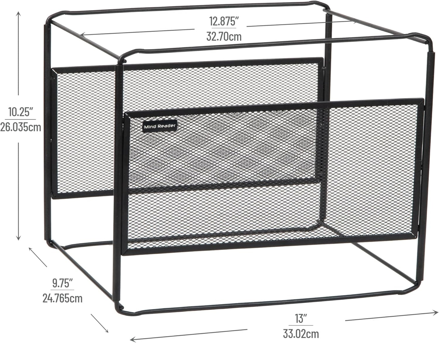 Mind Reader Hanging File Folder Organizer, Desktop Organizer, Storage, Office, Metal Mesh, Silver
