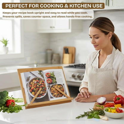 Book Stand for Reading, 3 Clips for Multiple Book Sizes, 5 Adjustable Viewing Angles, Hands Free Book Holder, Portable Stable Hard-Wearing Lightweight Bookstand Textbooks Cookbook