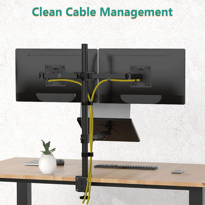 WALI Single Arm Laptop and Monitor Desk Mount for 17" Notebook and Up to 32" Screen, 2-in-1 Adjustable Monitor Arm with Laptop Tray, VESA 75x75 100x100,Holds 22-26.4 lbs, Black (GSMP001NLP)