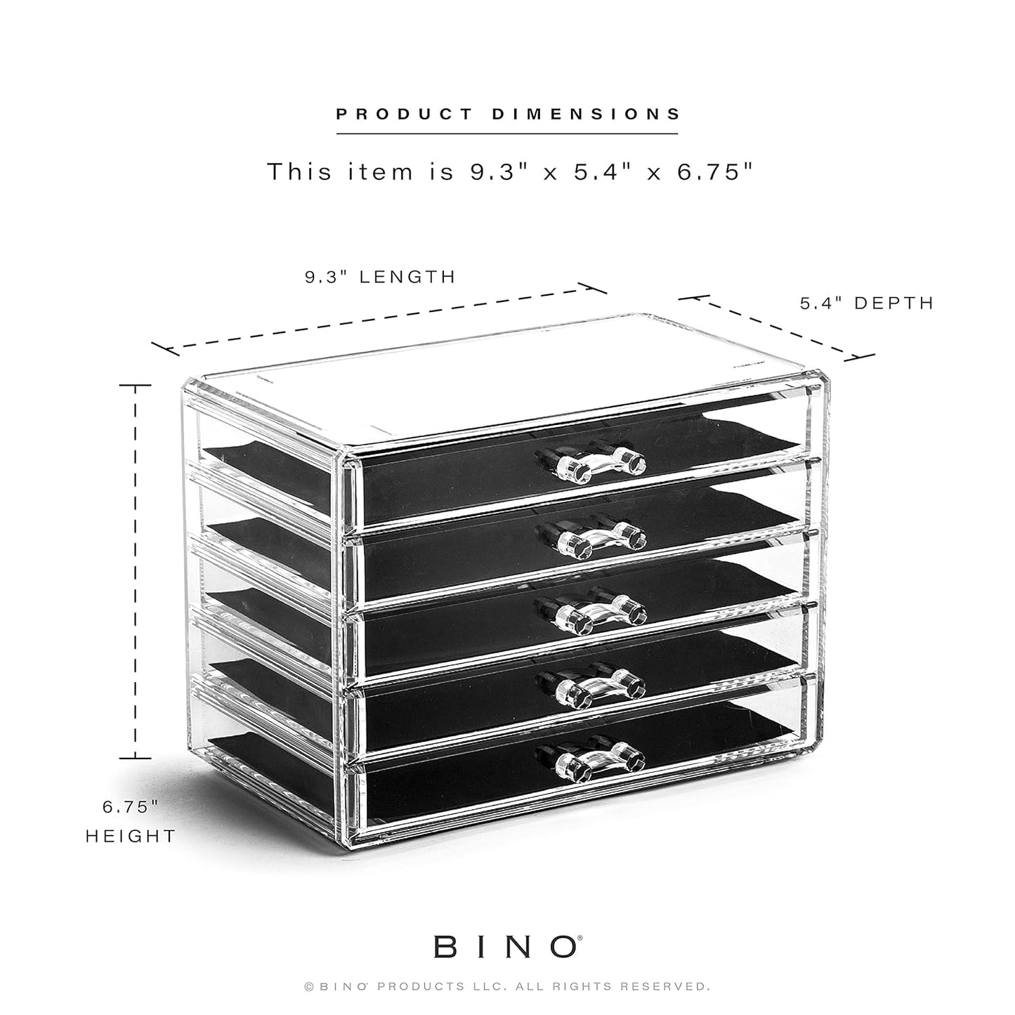 BINO THE MANHATTAN SERIES Acrylic Makeup Drawer Organizer- 3 Drawer Small | Clear Beauty Organizers and Storage| Cosmetic & Makeup Drawer| Home Organization| Jewelry & Vanity Accessories Drawer